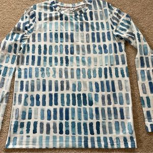 New women’s long sleeved tunic top in shades of blue